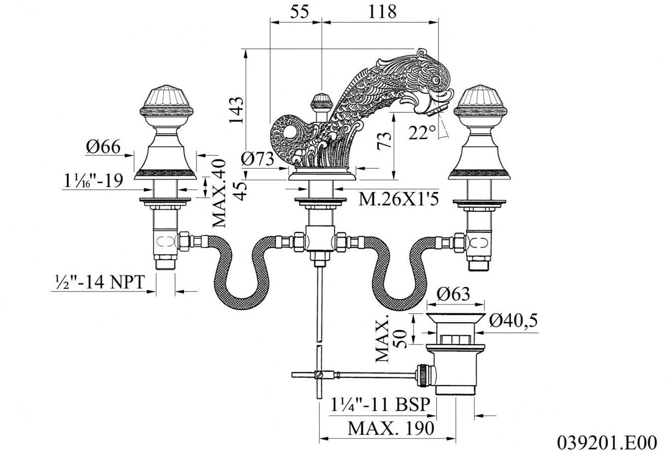 Bronces Mestre Смеситель для мойки на 3 отверстия с кристаллами swarovski® Antartica sun-id-1482988 - Вид №1