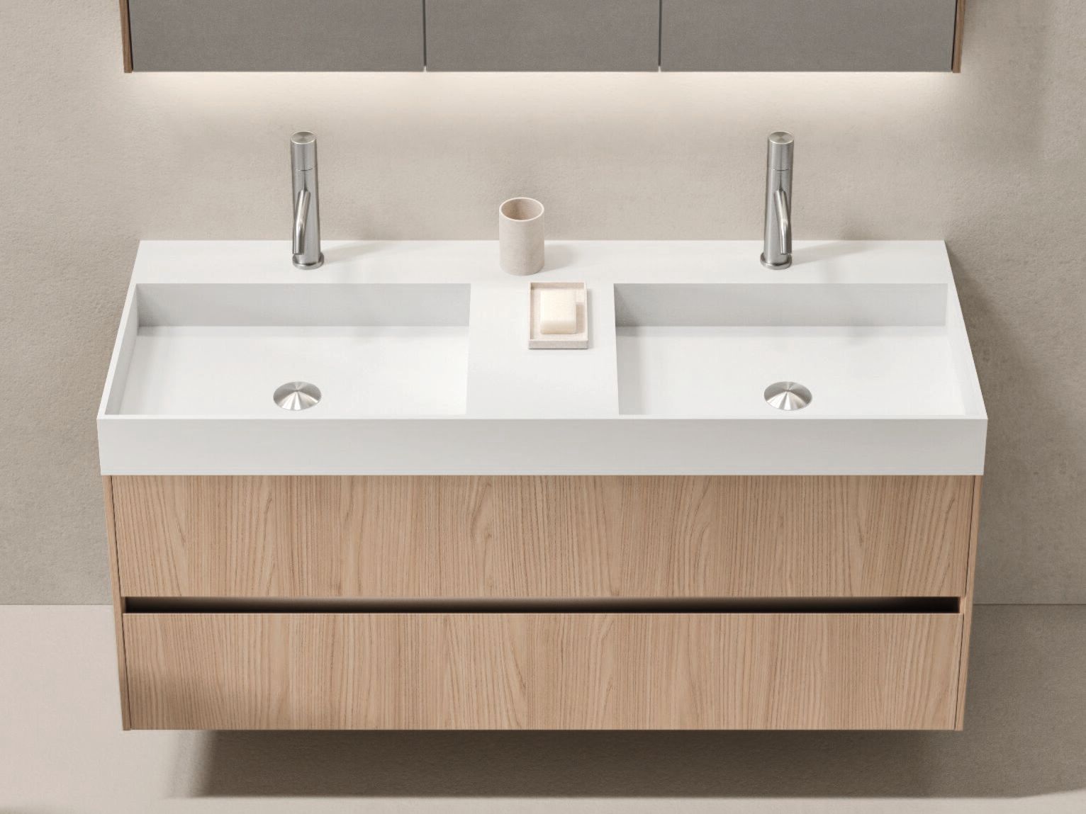 Двойной деревянный и Milltek подвесной умывальник со встроенным умывальником Noorth синтез ARCH-00049842