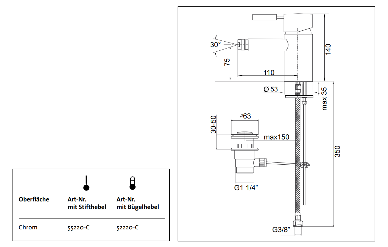 Смеситель для биде Kaja Ipuri 55220-С 55220С - Вид №1