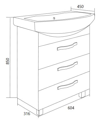 У50110 Тумба без раковины Вита 65Н 3я, МДФ 1 Marka Вита - Вид №5