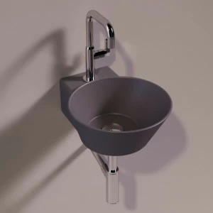 WA05ANTRACITEMATT Подвесная раковина настенная круглая Simas  черная