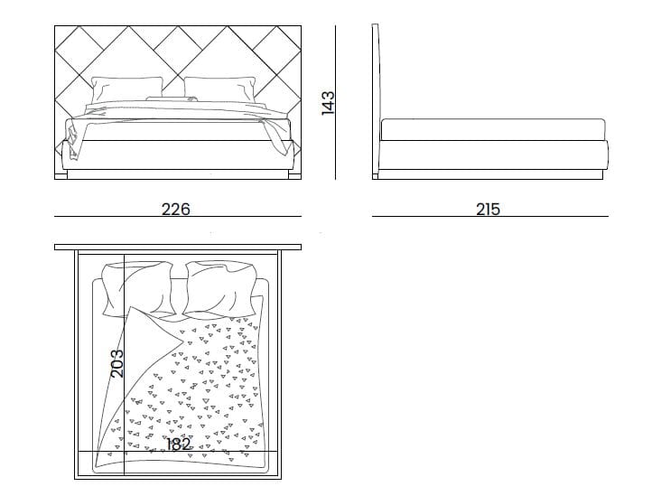Кожаная двуспальная кровать с мягким изголовьем Bizzotto Italia Symphony-Infinity ARCH-00098581 - Вид №5