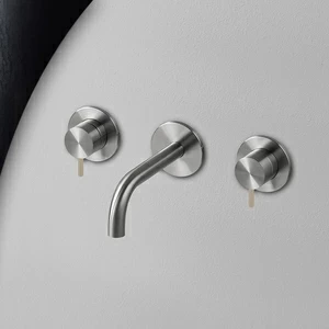 Смеситель для раковины сталь матовая с бежевой ручкой Toki Radomonte TKI28SCIL28