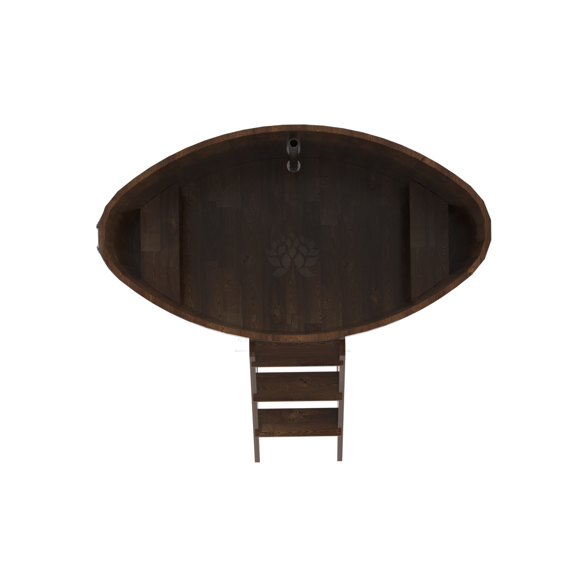 1517 Купель овальная из сращенных ламелей лиственницы 0,92х1,66х1,4 морёная Alyarus  - Вид №4