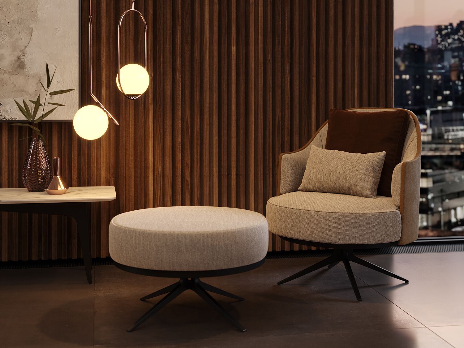 Тканевое вращающееся кресло с подлокотниками PRADDY Natur ARCH-00126463 - Вид №5