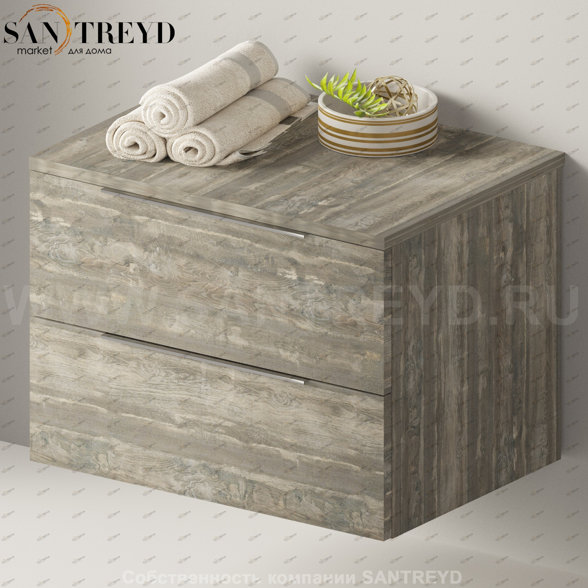 Flaminia BOX Настенная тумба 70 см с 2-мя ящиками BX425.WE Ceramica Flaminia BX425WE