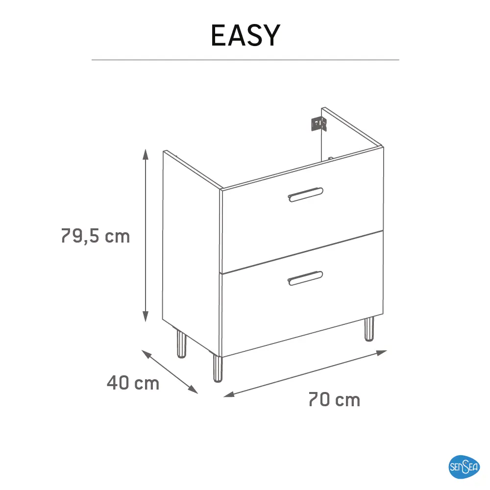 Тумба под раковину Sensea Easy напольная 70 см с двумя ящиками цвет дуб 86197262 STLM-2050744 - Вид №9