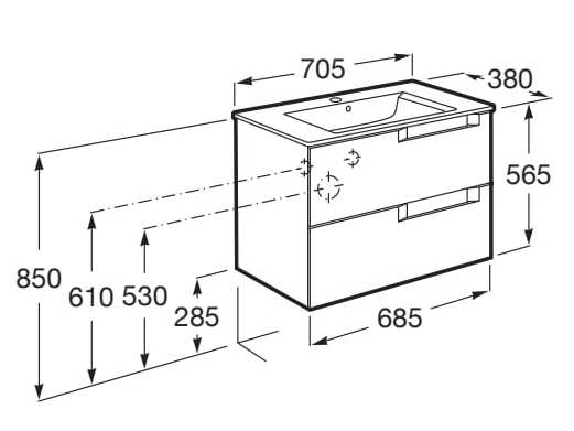 Деревянный умывальник с ящиками Roca Aleyda ARCH-00140420 - Вид №53