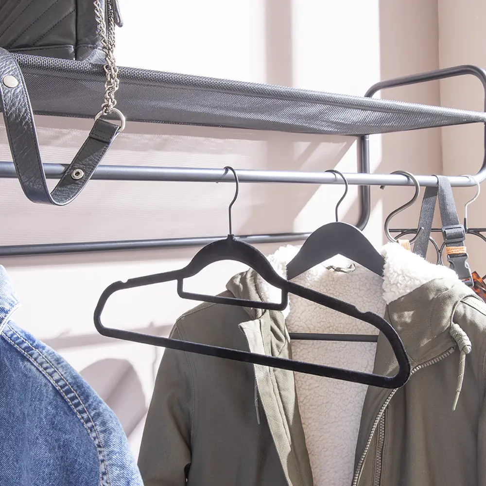 Плечики Spaceo 45 см пластик с флоковым покрытием цвет чёрный 8 шт STLM-2069502 - Вид №9