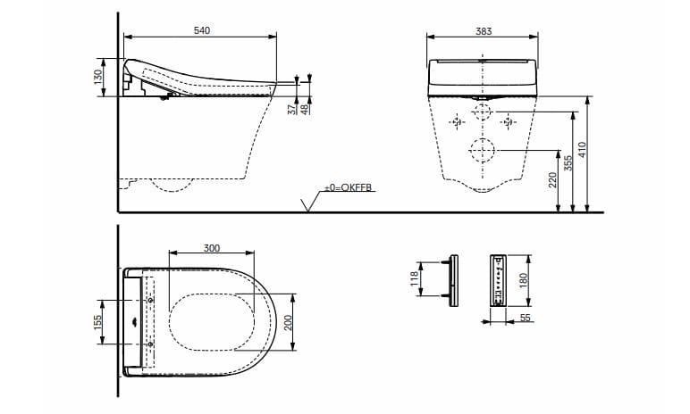 Керамический подвесной туалет биде с ручным душем TOTO Washlet® ARCH-00072854 - Вид №7