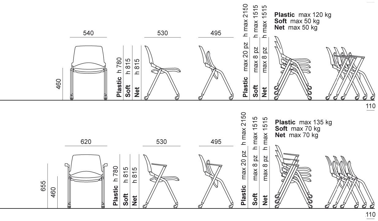 Diemmebi Штабелируемый сетчатый стул с подлокотниками на колесиках Lakendò sun-id-1399512 - Вид №2