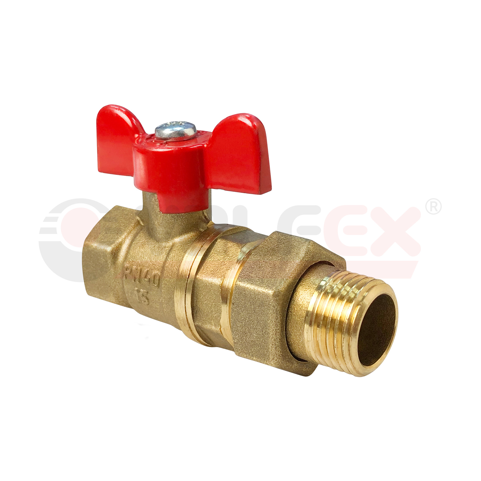 VF.227.LB1.034 Valfex Кран шаровой, с американкой, ручка-бабочка (внутр.-наруж.)  3/4" 