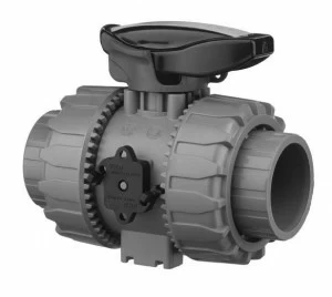 SANIT 672109 2-ходовой шаровой кран d 16-63, ВКД DualBlock®, АБС, клей рукав, безопасность рычаг