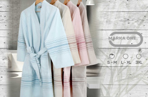 У40862 Халат XXL-XXXL, 40%бамбук 60%хлопок, Слоновая кость/ Ecru 1 Marka