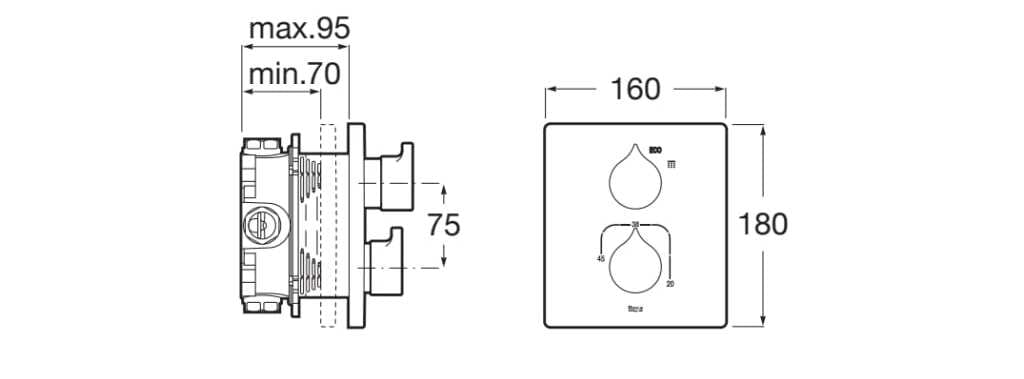 Латунный термостатический смеситель для душа Roca Insignia ARCH-00143317 - Вид №2