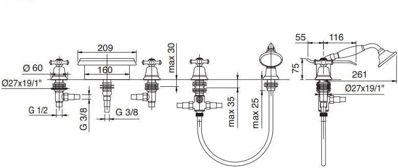 Rubinetterie Treemme Nuova retrò  4172  - Вид №1