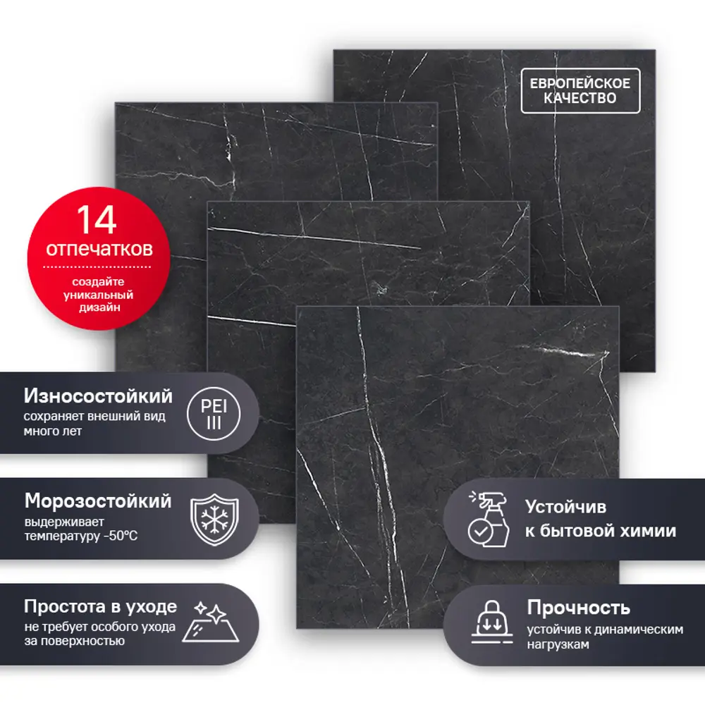 Керамогранит Estima RL03 80x80 см 1.28 м² неполированный цвет черный Royal STLM-2119412 - Вид №7