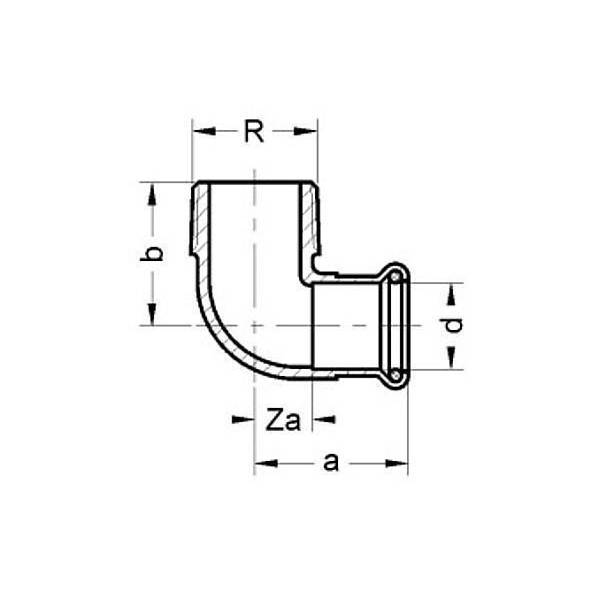 113092281 SANHA 13092G пресс-фит. солн., бронза, угловой переход ВПр-НР 28x1 мм  - Вид №1