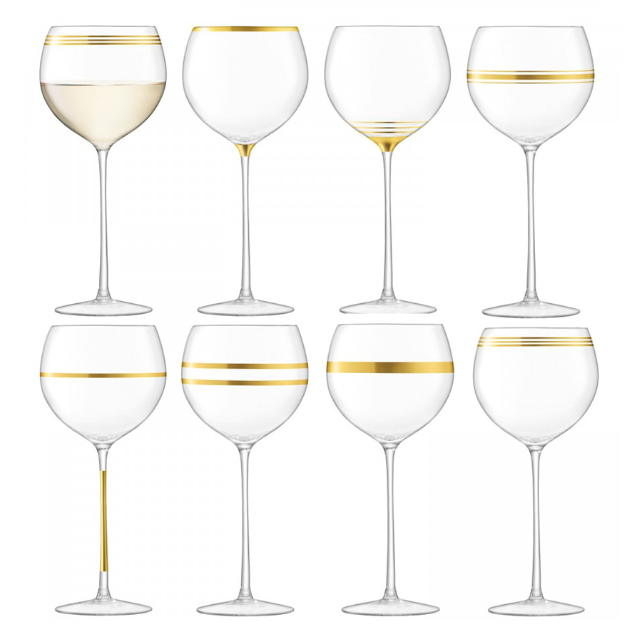 Набор из 8 бокалов для вина с золотым декором 525 мл Deco LSA INTERNATIONAL DECO 00-3863013 Прозрачный - Вид №2