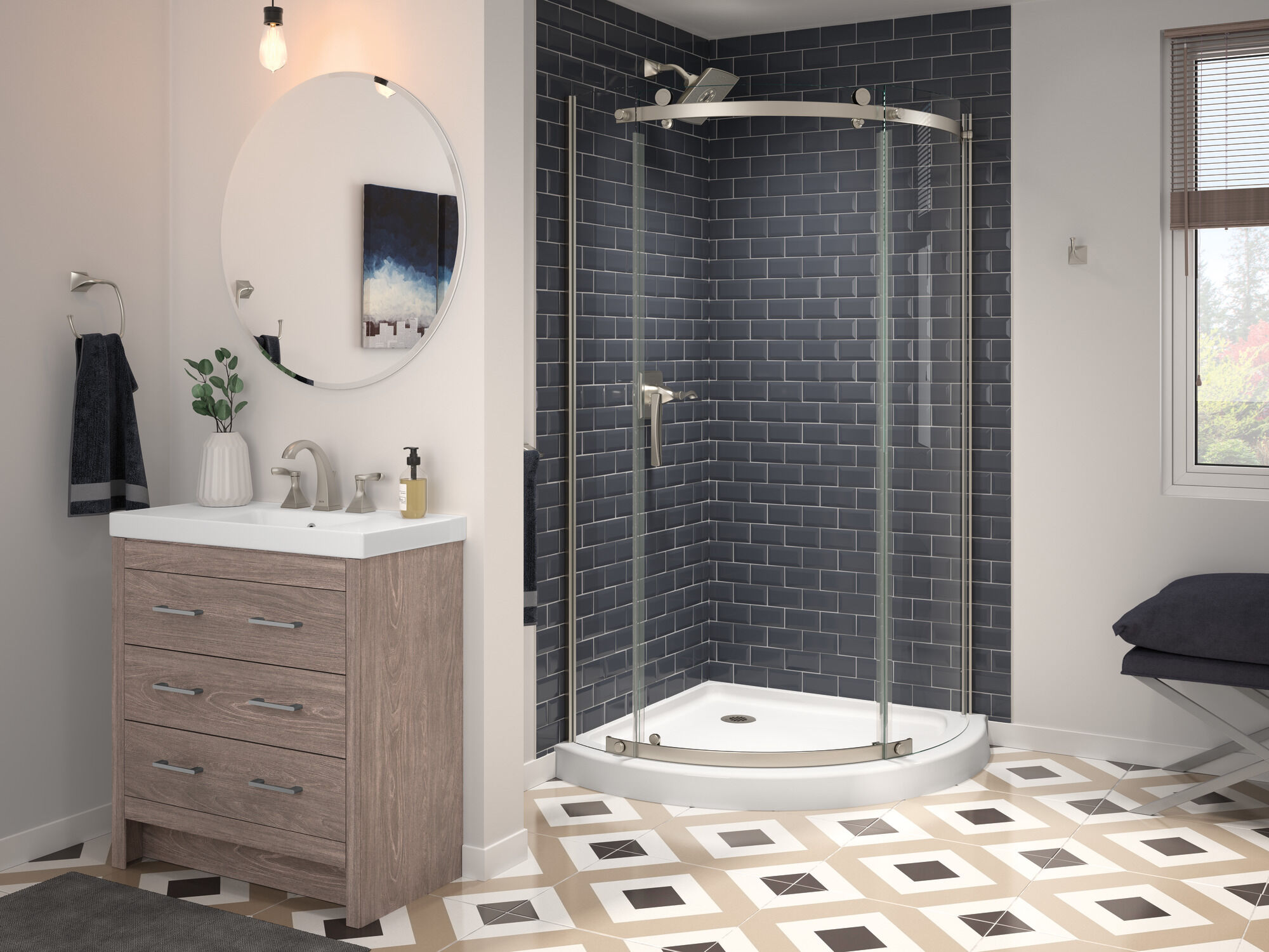 Круглый угловой душевой уголок Delta Faucet B911917-3838-SS - Вид №7