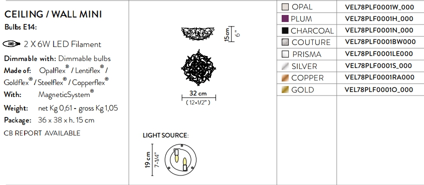 Slamp VEL78PLF0001BW000 VELI светильник настенно-потолочный 112545 - Вид №3