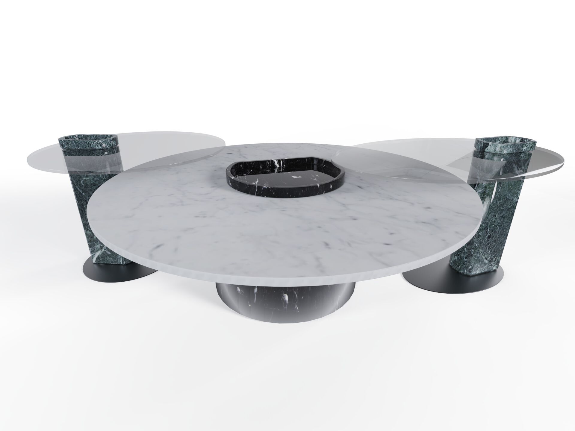 Овальный сервировочный столик из красного мрамора и стекла Levanto Marmo Arredo Horizons ARCH-00136273 - Вид №1