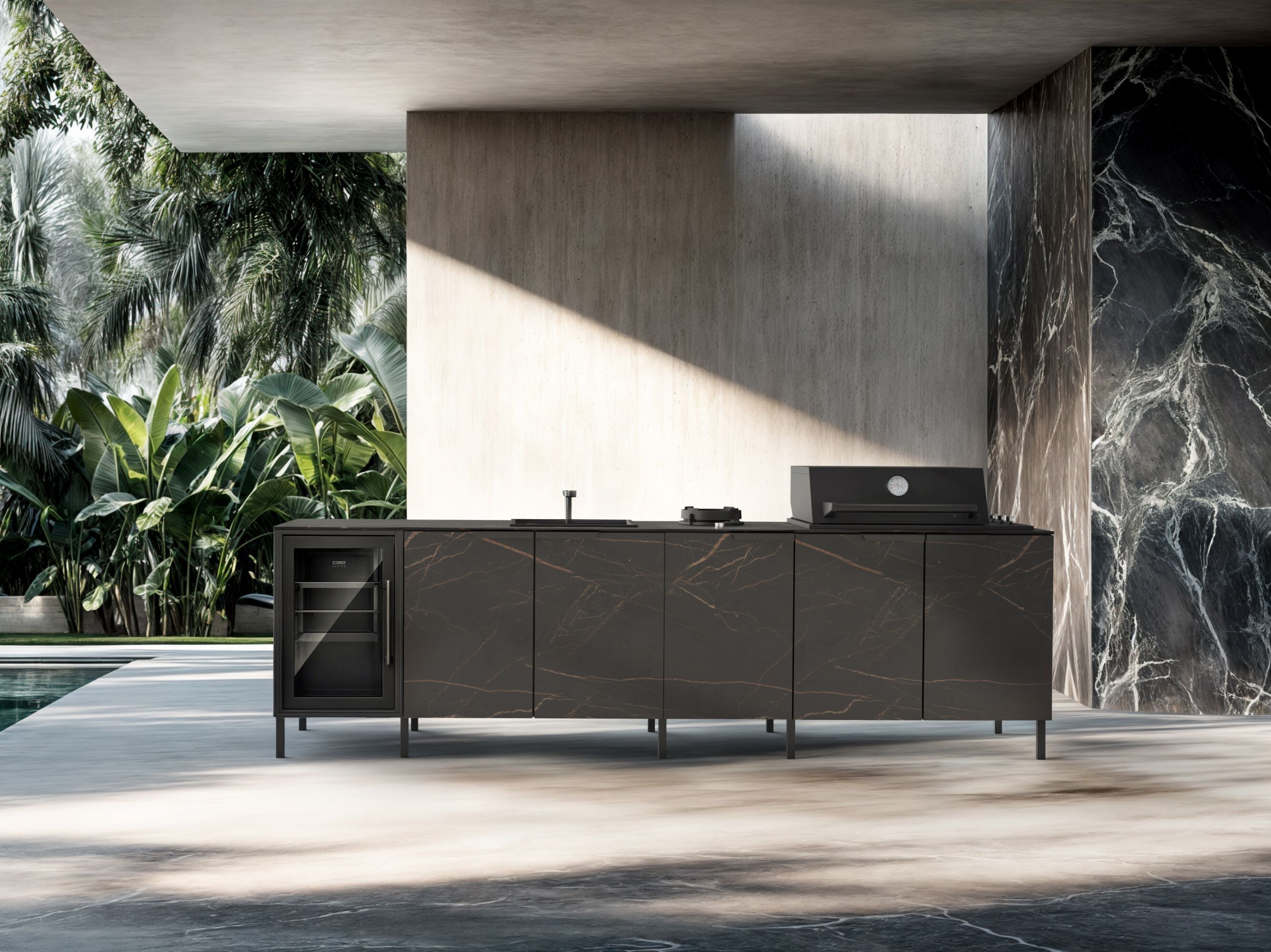 Открытая кухня с барбекю, холодильником и раковиной Q-boo ARCH-00062792