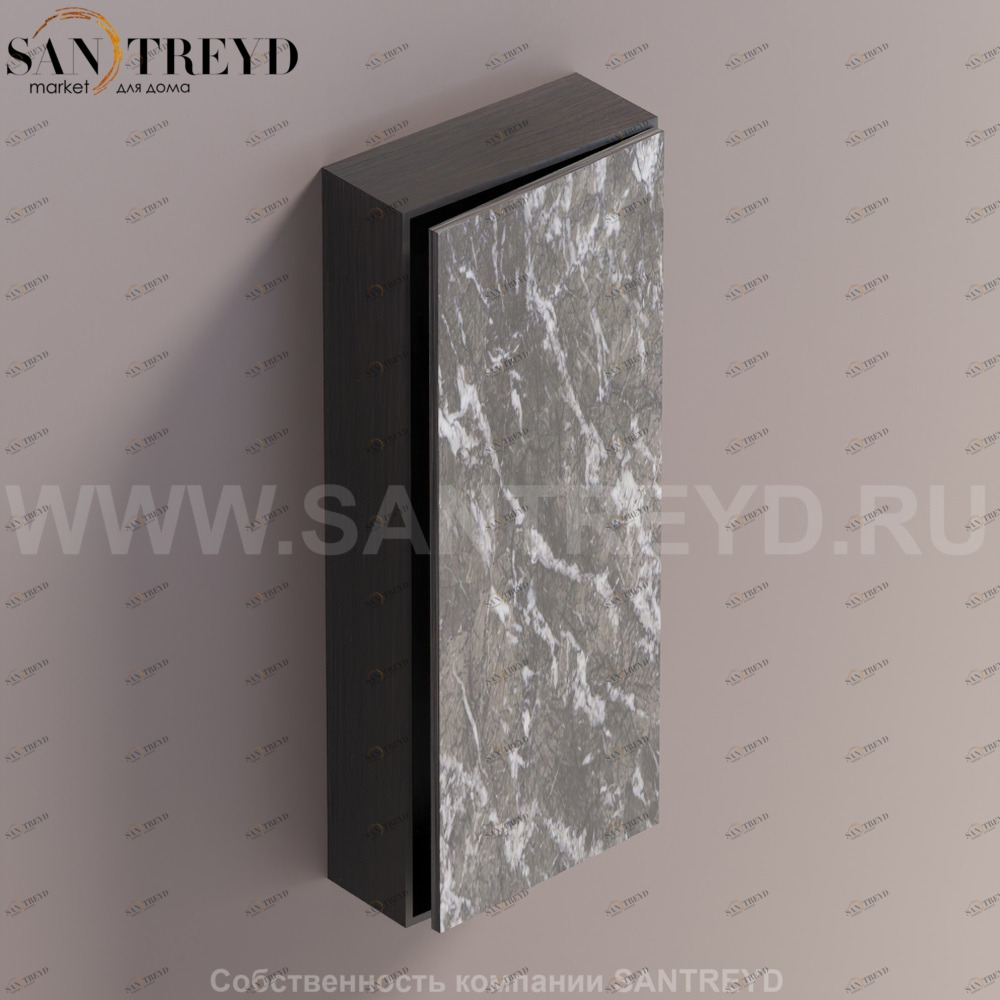 LIFT Модульный шкаф 100 см с правой дверью на доводчиках. Модули могут располагаться горизонтально и вертикально. Отделка: темный дуб и серый мрамор. AMOB053GCRWDX Agape