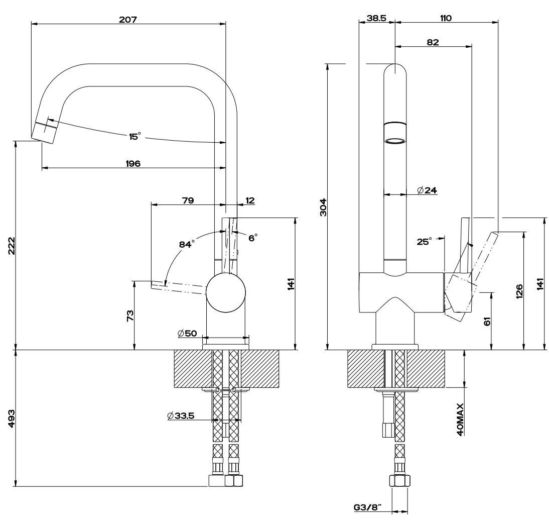 Смеситель для кухни из латуни с одним отверстием Gessi Oxygene ARCH-00136113 - Вид №2