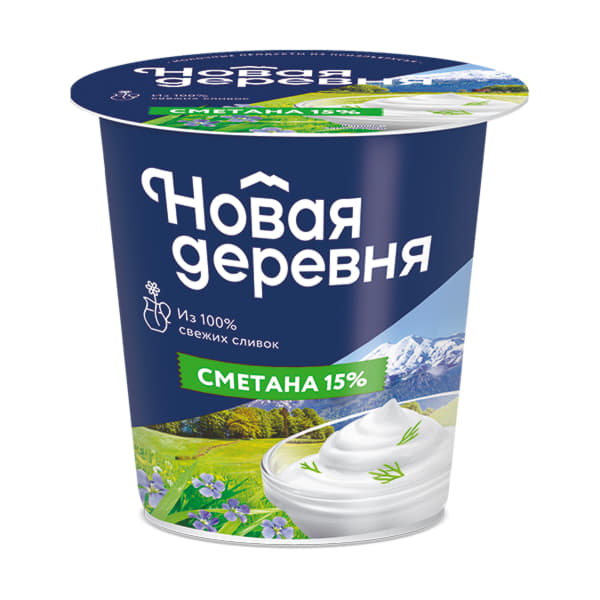 Сметана 15% Новая Деревня 400 г БЗМЖ Santreyd 20859 - Вид №1