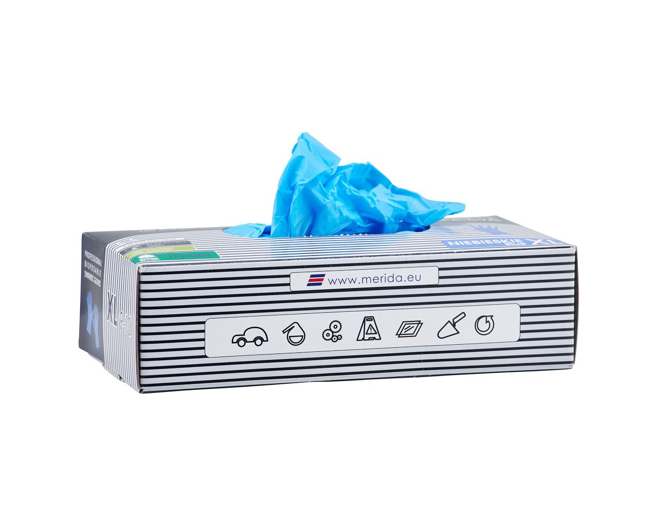 TRN568 Винилнитриловые перчатки, синие, размер L, 100 шт./упаковка Merida  - Вид №2