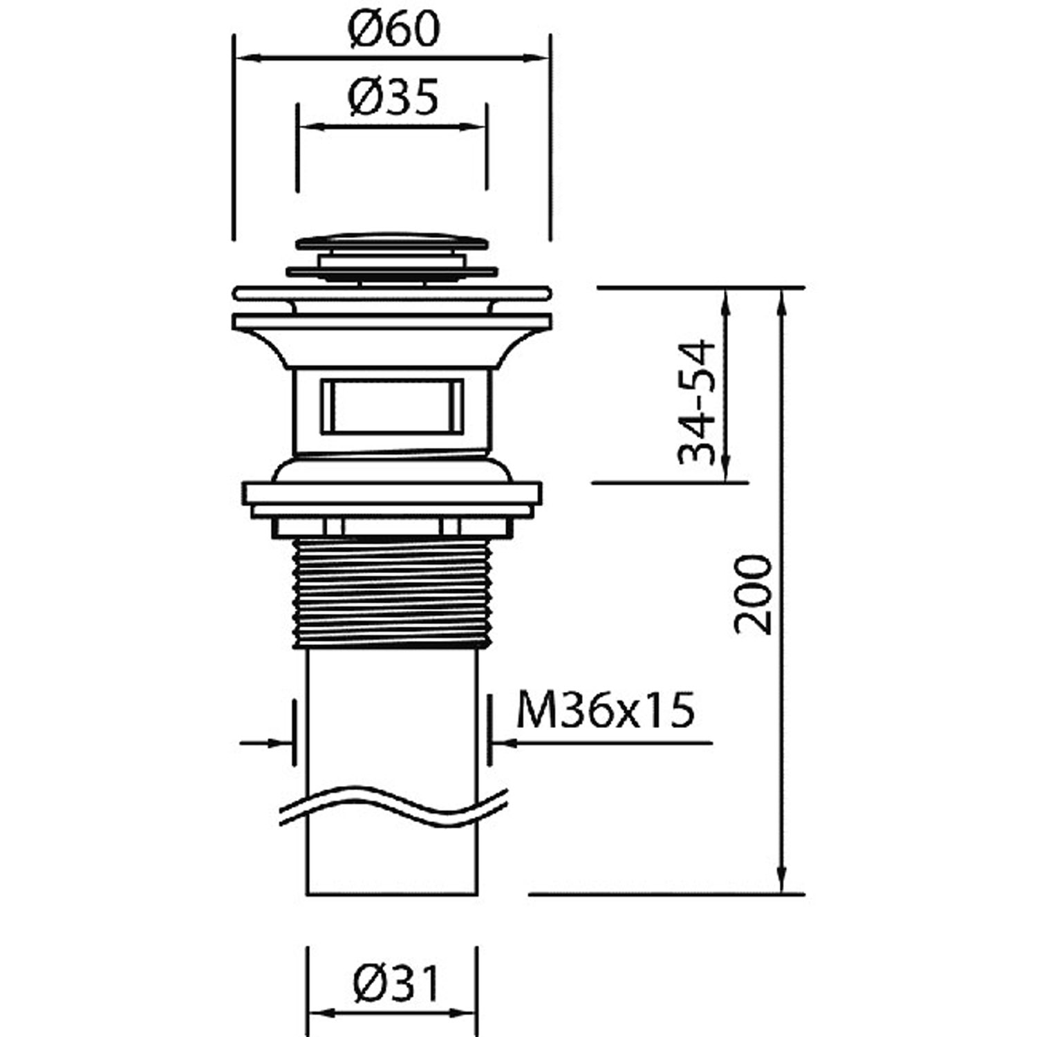 Сливной клапан Click-Clack для умывальника с переливом-03454002 TRES RICAMBI - Вид №1