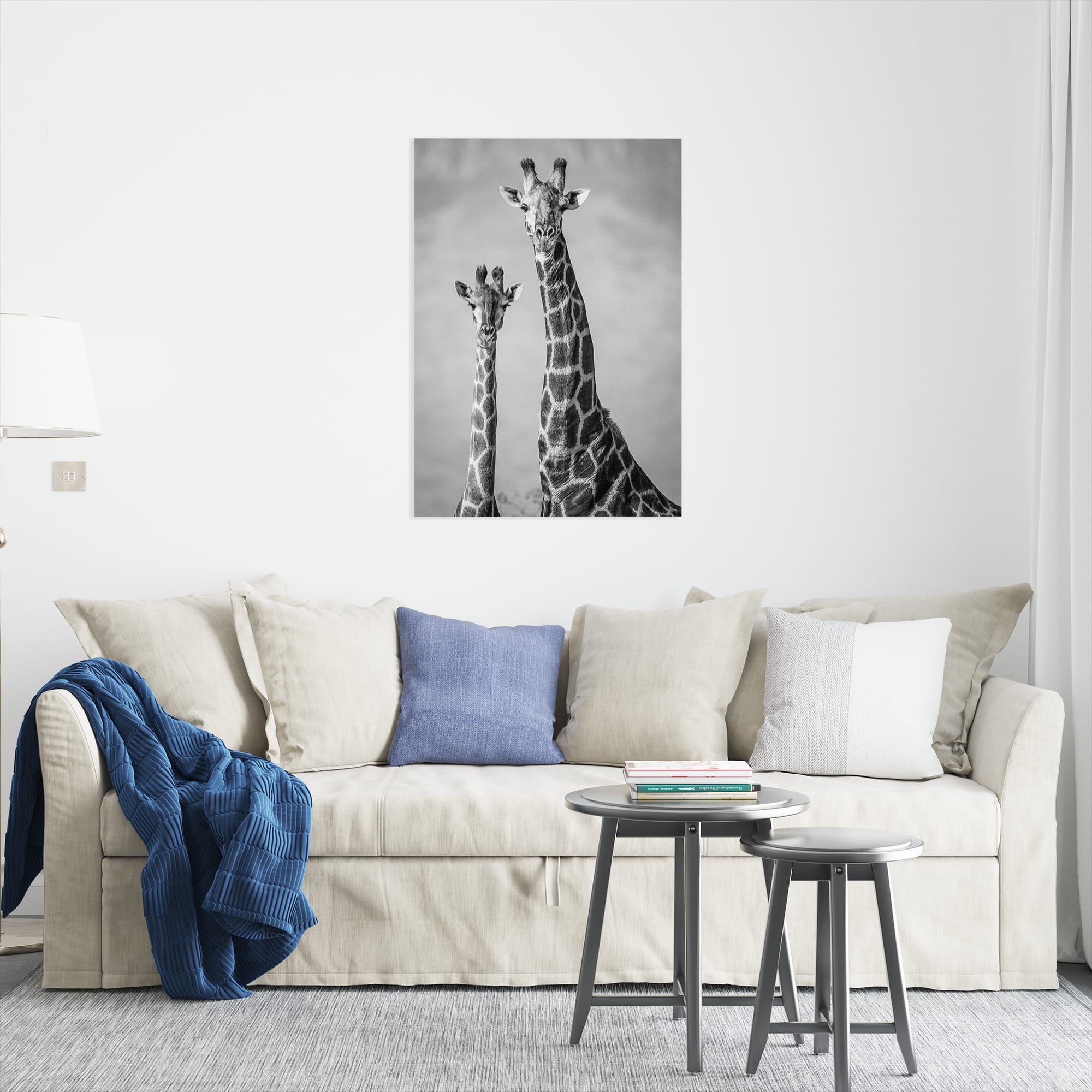 Картина на холсте 'Два жирафа' 50x70 см черно-белая 84267454 Постер-лайн STLM-0047874 - Вид №1