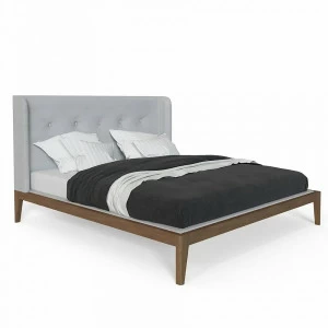 Кровать двуспальная с мягким изголовьем 160x200 светло-серая Fly soft new BRAGIN DESIGN ДИЗАЙНЕРСКИЕ 256421 Коричневый;серый