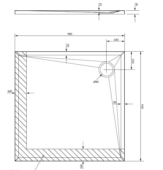 Нескользящий квадратный поддон для душа из композитного материала OMNIRES Stone ARCH-00061493 - Вид №3