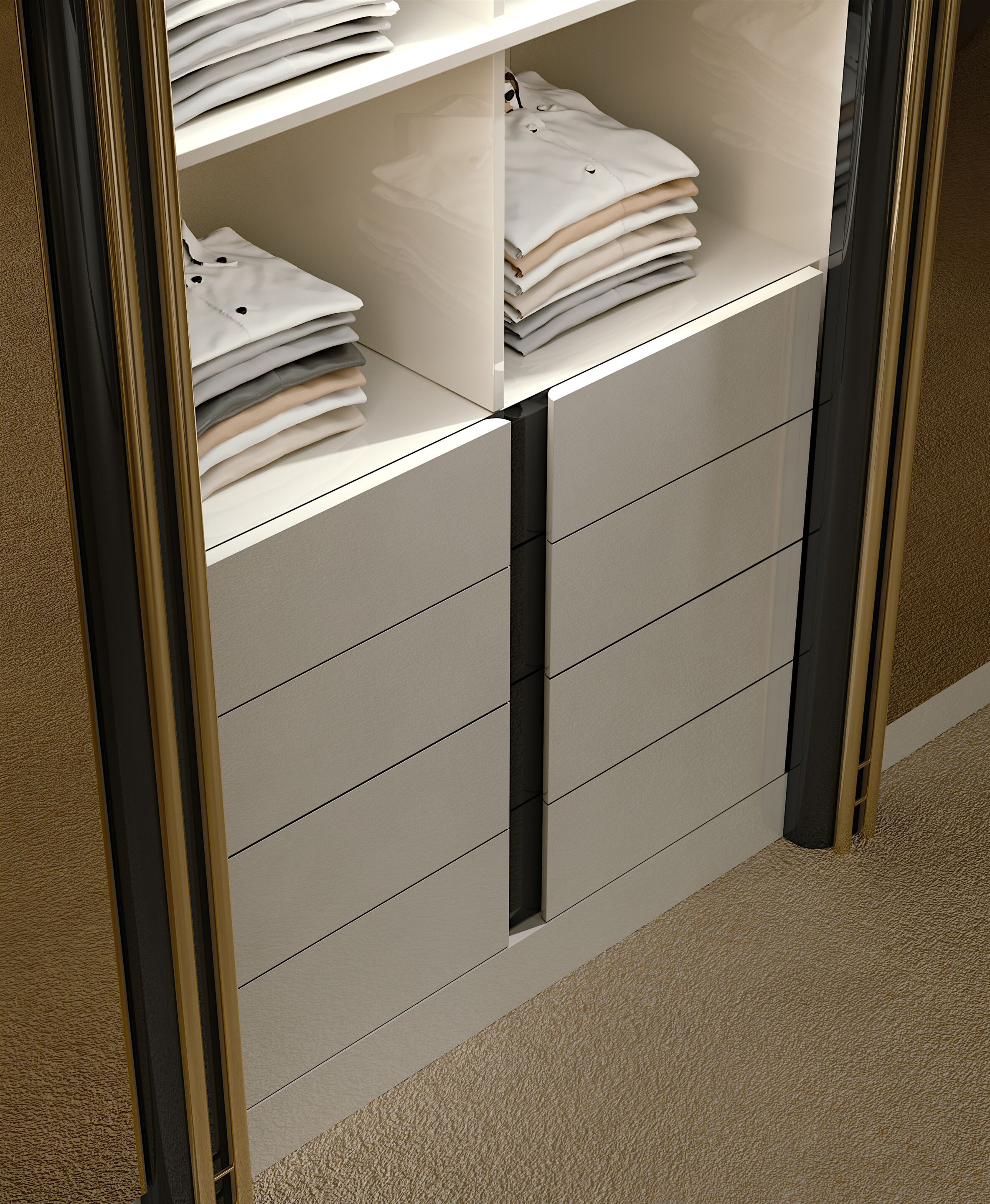 Модульная деревянная и стеклянная гардеробная со встроенным освещением Bizzotto Italia Atmosphera ARCH-00081720 - Вид №3