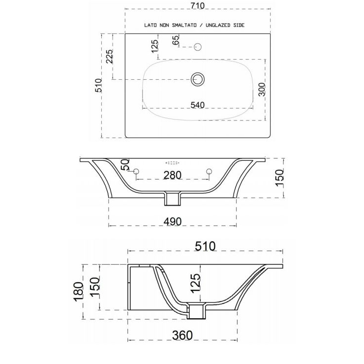 43328 Встроенная раковина под столешницу овальная Ceramica Hidra FLAT - Вид №6