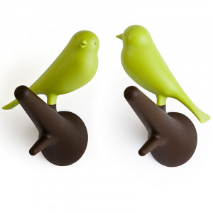 QL10067-BN-GN Вешалки настенные sparrow 2 шт. коричневые-зеленые Qualy