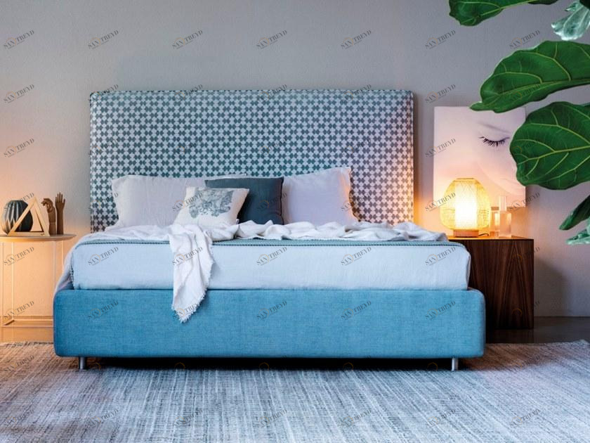 Frauflex Двуспальная кровать из ткани с высоким изголовьем sun-id-1451014