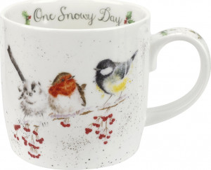 10608748 Royal Worcester Кружка Royal Worcester "Забавная фауна","Одним снежным днём" (Птицы) 310мл Фарфор костяной