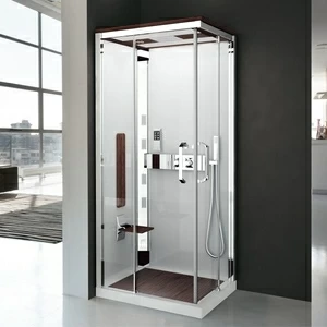 Душевая кабина термостатическая NEXIS 1 A90 HYDRO Novellini NEXIS цвета тик, с высоким душевым поддоном и крышей