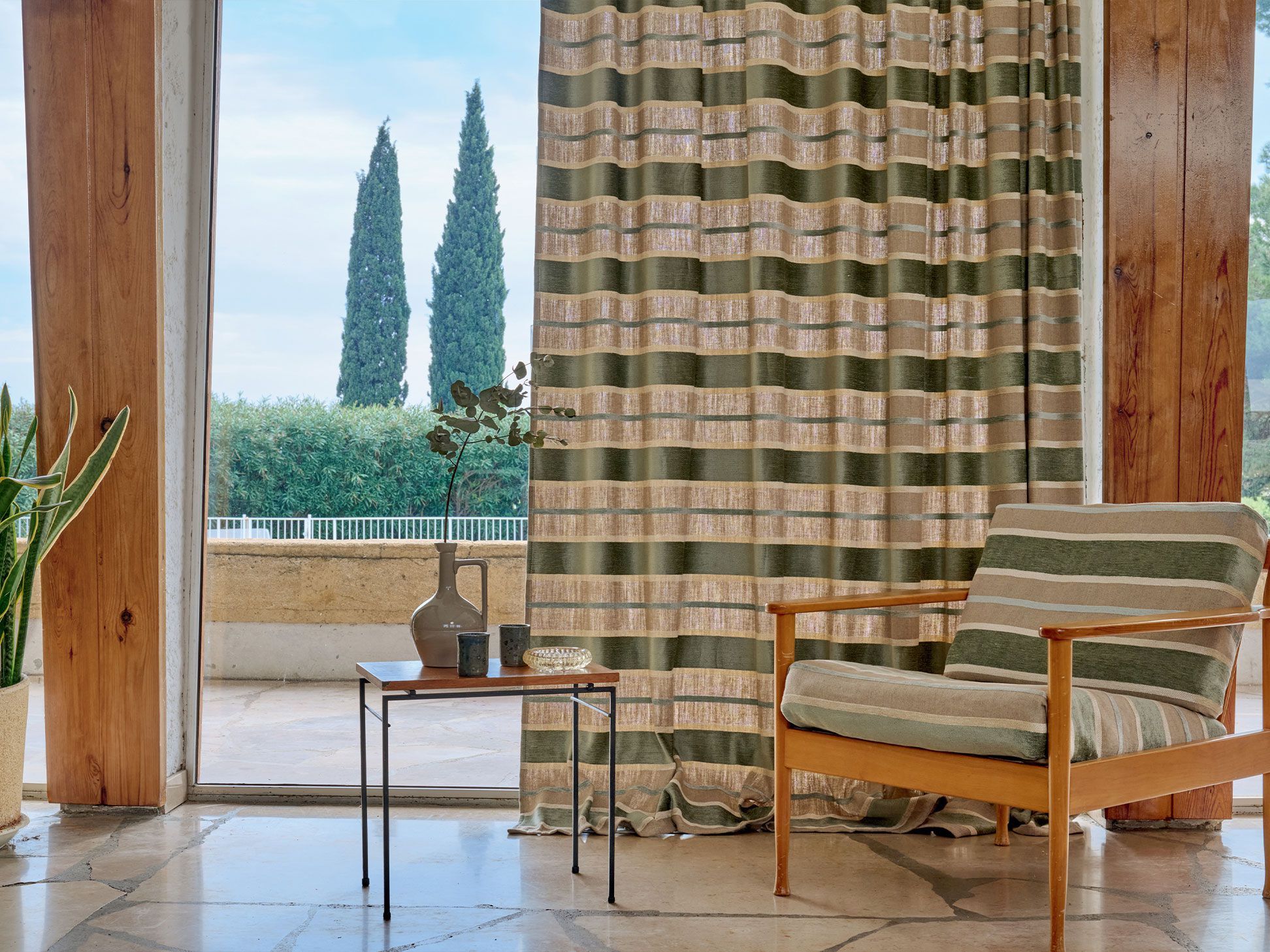 Льняная и вискозная полосатая ткань Élitis Швеция ARCH-00092454 - Вид №1
