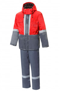 5033071 Костюм СУРГУТ утепленный серый с красным  Зимняя спецодежда  размер 56-58/170-176