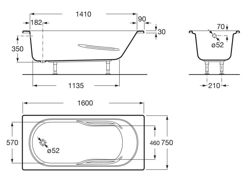 Встраиваемая акриловая прямоугольная ванна с гидромассажем Roca Genova-N ARCH-00089286 - Вид №5