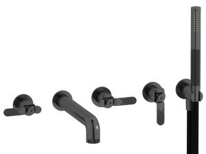 Настенный смеситель для ванны с 5 отверстиями и ручным душем