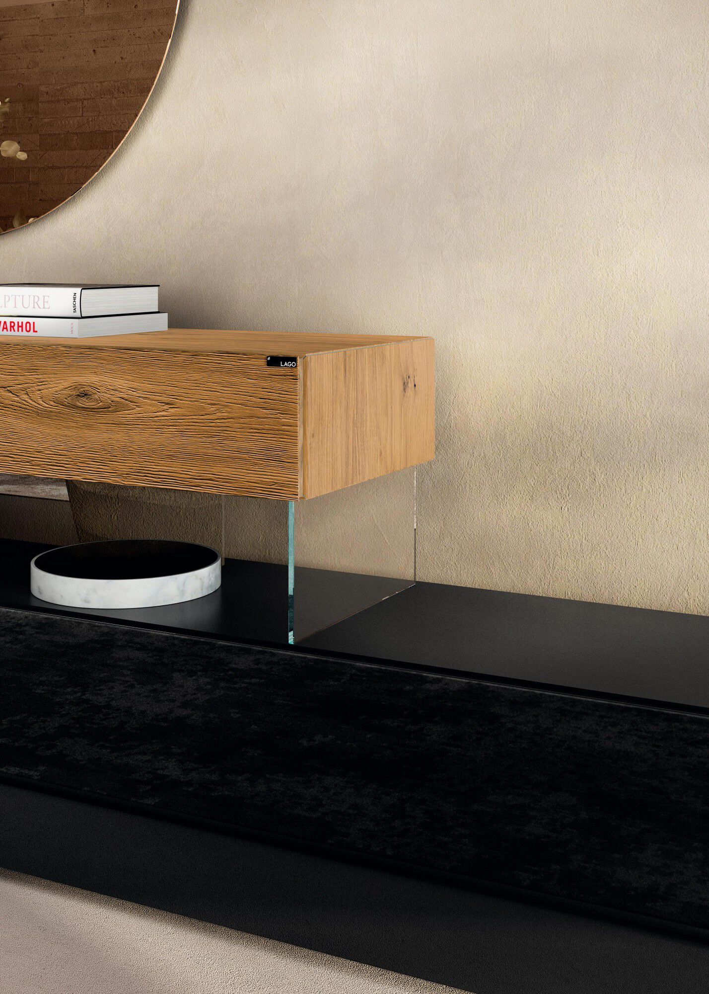 Деревянный и стеклянный комод Lago Air ARCH-00024016 - Вид №1