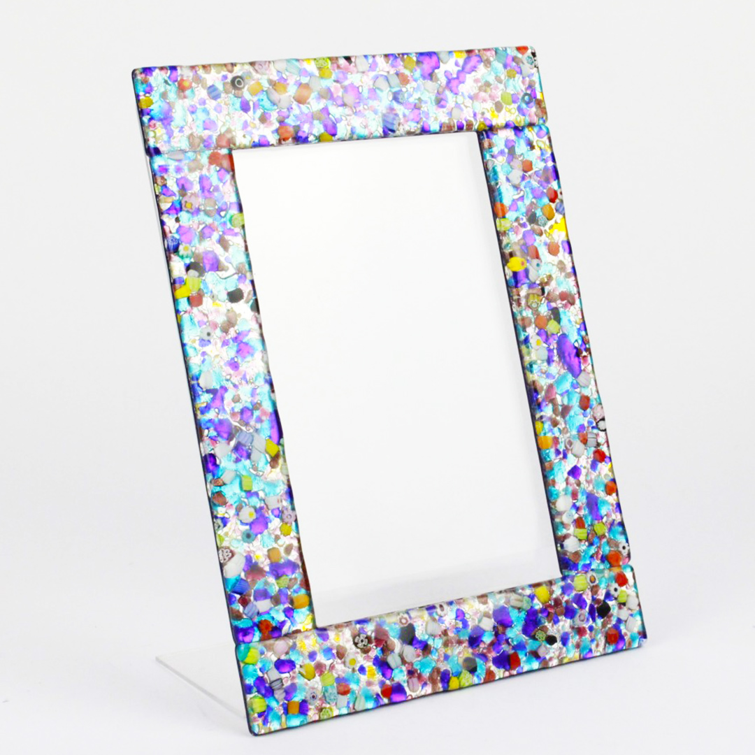 1802 ORIGINALMURANOGLASS Фоторамка Серебряная Фантазия миллефиори - муранское стекло  см  - Вид №1