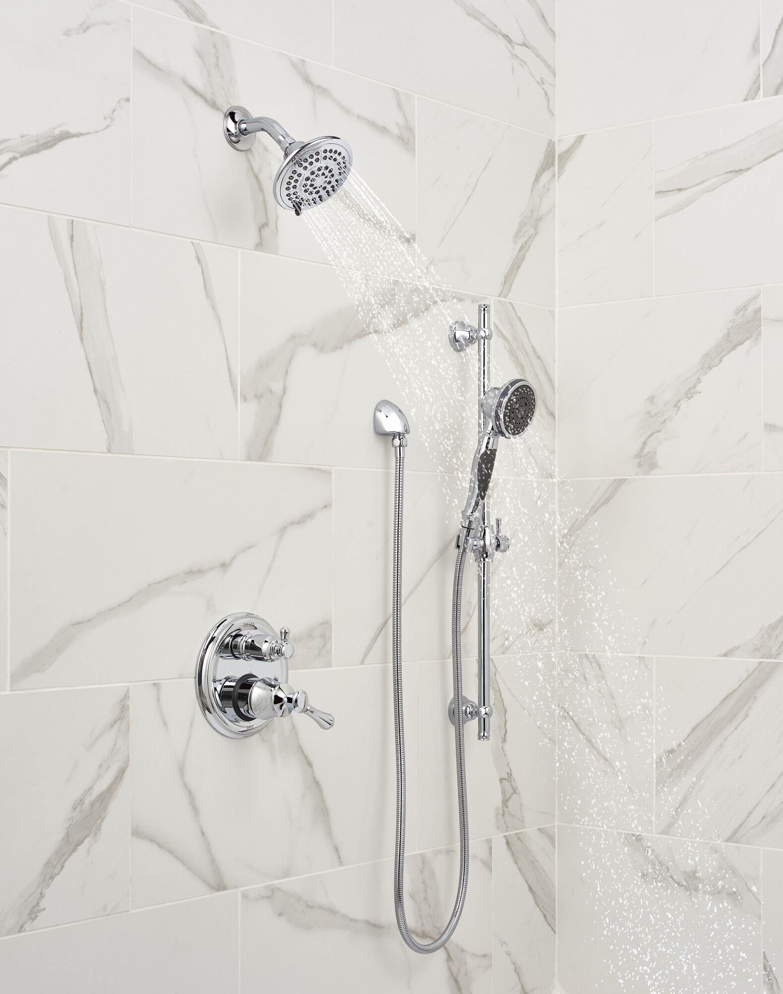 57021 Ручной душ с раздвижной планкой премиум-класса с 3 положениями Delta Faucet Delta Хром - Вид №5