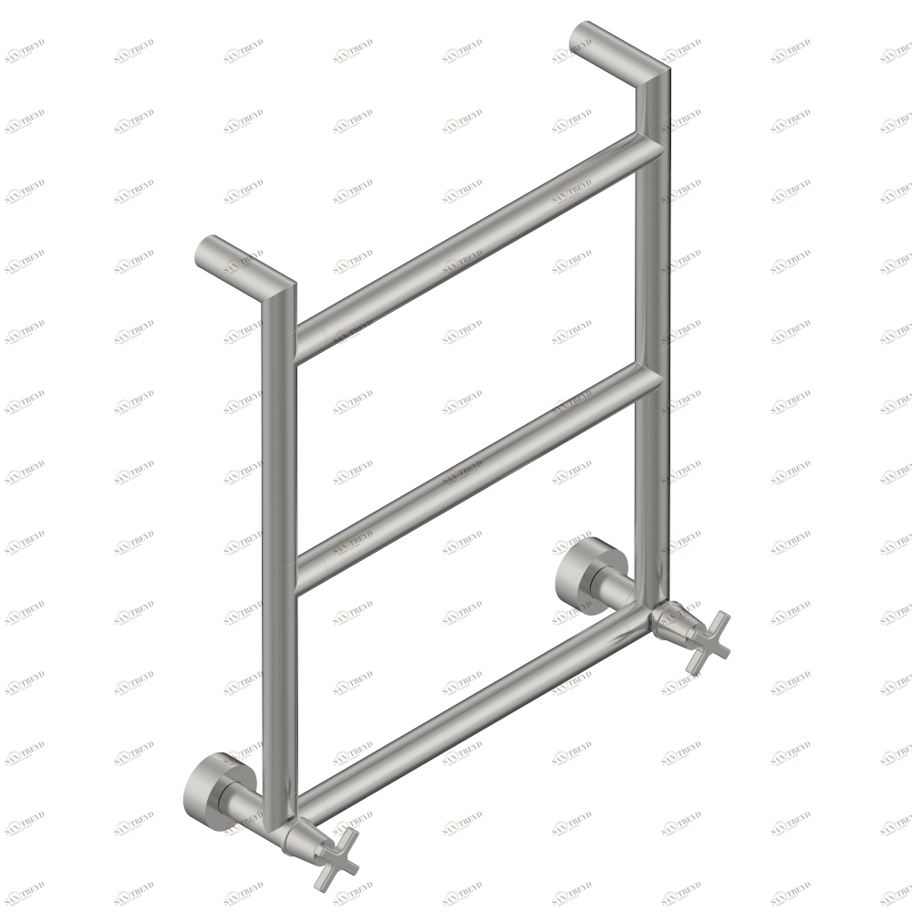 G69-TWR3H2 Полотенцесушитель Современный круглый, 3 перекладины, 533 мм x 617 мм, водяной, с 2 декоративными крестовыми рукоятками Thg-paris Spirit Матовый никель G69-TWR3H2 CAT.C