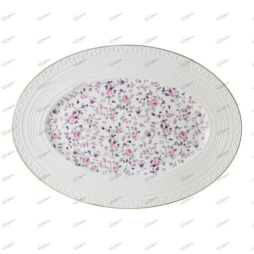 Блюдо фарфоровое овальное бело-розовое "Стиль" COLOMBO СТИЛЬ 00-3946364 Белый;розовый